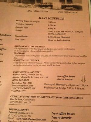 Mass Schedule