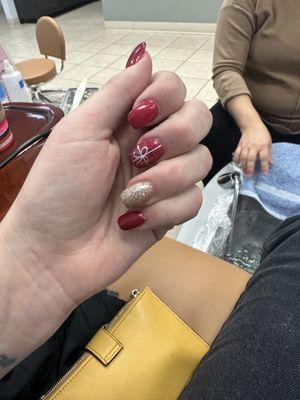 Acrylic Christmas nail fill.