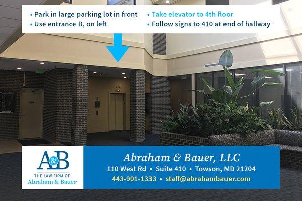 Find The Law Firm of Abraham & Bauer in Towson, MD