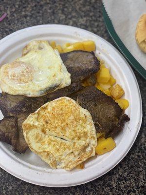 Steak and eggs