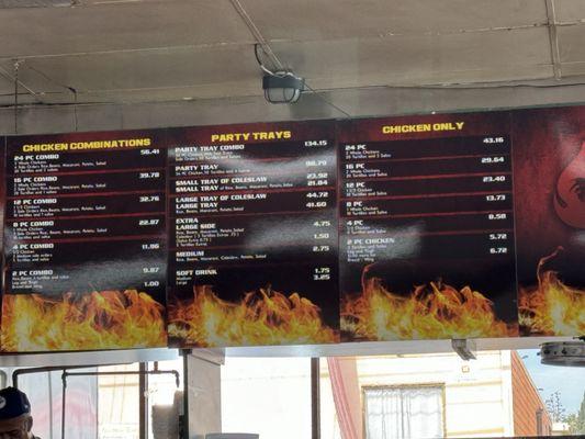 Menu with prices