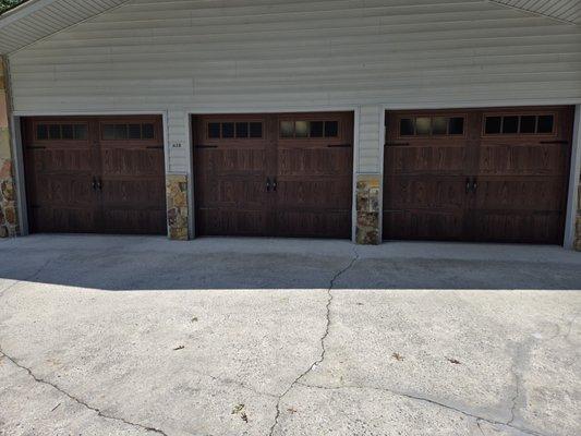 Finished project. Wood grain carriage house doors with added magnetic hardware to take up to another level.