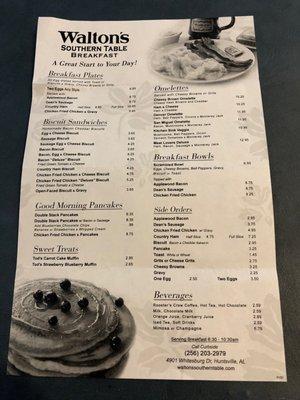 June 2021 Breakfast Menu