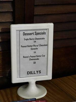 Dessert menu