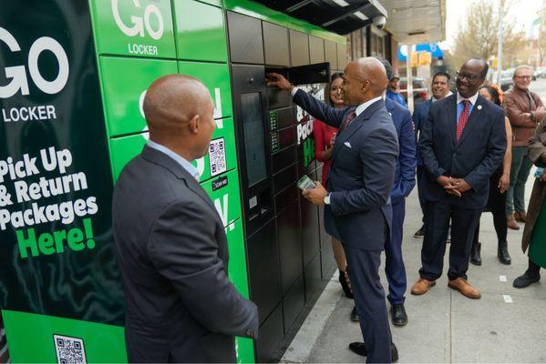 Mayor Adams introducing the new lockers! NYC.