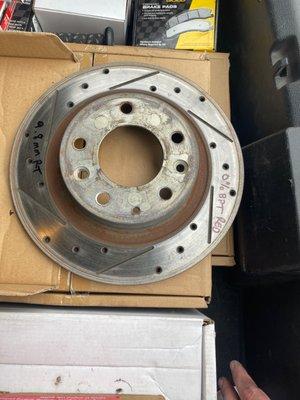 Damaged rotor from ceased caliper