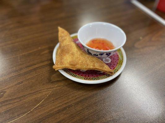 Crab Rangoon and sweet chili sauce