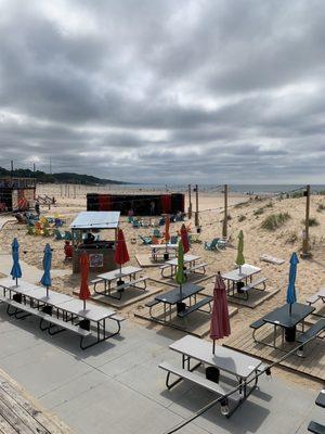 Seating on the beach at The Deck