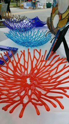 Fused Glass Coral Bowls