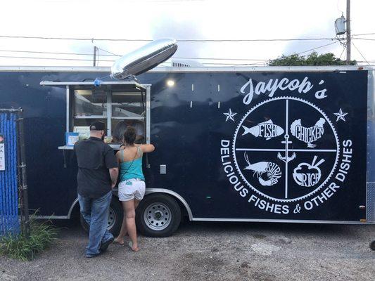 The outside of the food truck