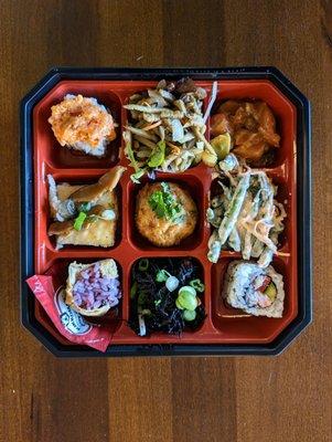 9-item Bento Box. Assorted Sushi Bento. $16.50.