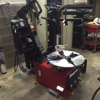 Snap-on tire machine we can do regular sized tire,low profile and motorcycles as well