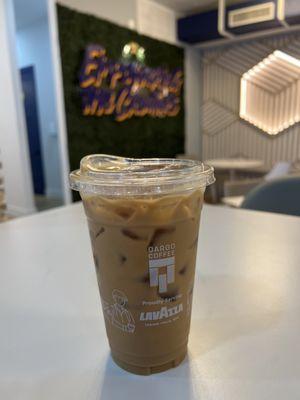 Sugar free caramel iced almond milk latte