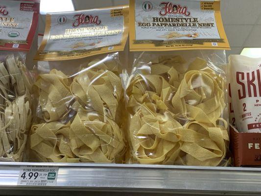 This is really good egg pasta. Flora brand.