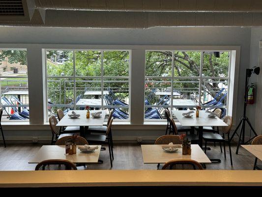 Main dining overlooking the balcony seating