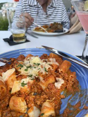 Bolognese with lamb shank across the table!