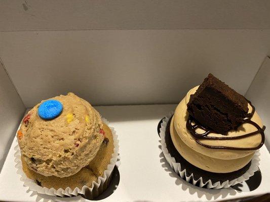 Cookie dough and salted caramel brownie cupcakes