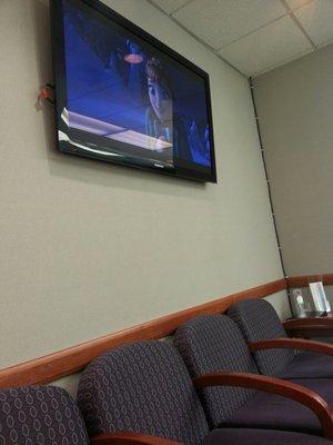 Nice flat screen...."FROZEN" playing....I feel right at home!