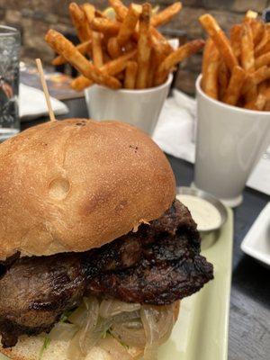 Steak Sandwich and Seasoned fries