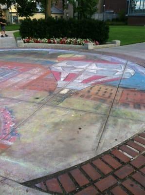 Chalk art outside library