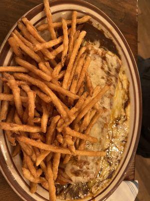 Beef burrito with fries