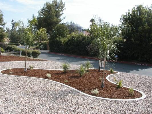 Concrete curb creating "Rockscape"