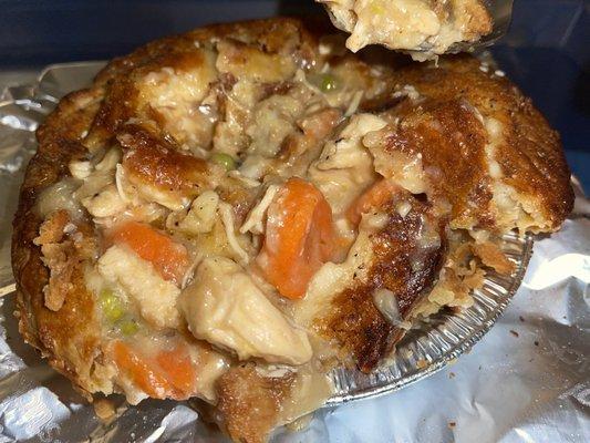 Inside the chicken pot pie... Yumm-o!!!