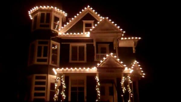 Roofline Lighted for the Holidays