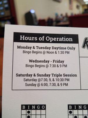 Hours and Days of Operation