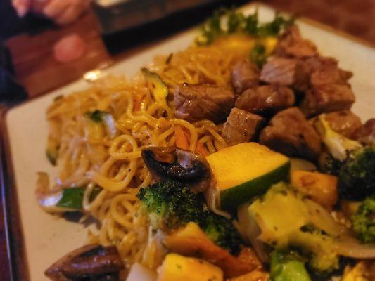 Kids meal noodles and teppan steak