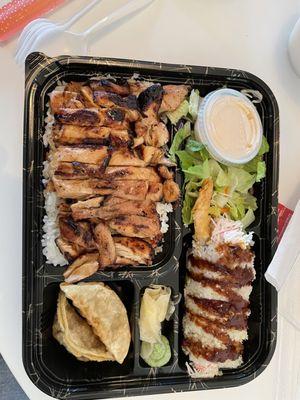 Bento box - crunch roll and chicken teriyaki