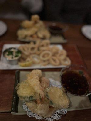 Tempura and fried calamari