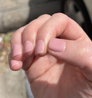 Chipped second nail, less than 24 hours of wear.