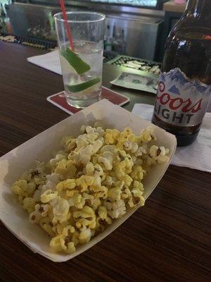 Free popcorn! And libations