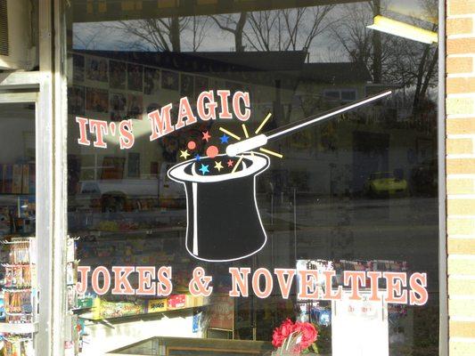 look for the magic hat on the window