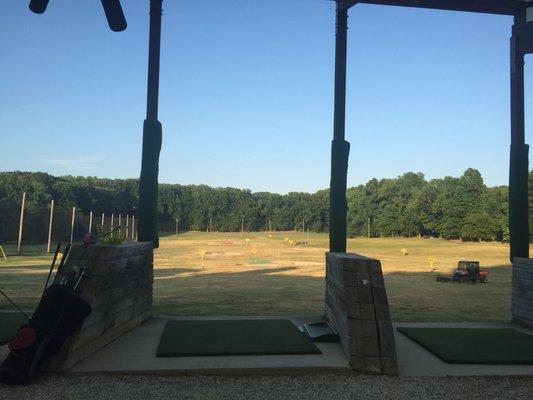 A view of the driving range.