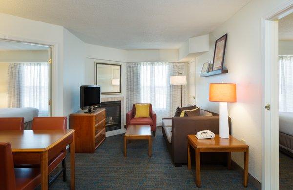 Upgrade to the Two-Bedroom Suite, and enjoy two sleeping areas and a shared living space with a pull-out sofa.