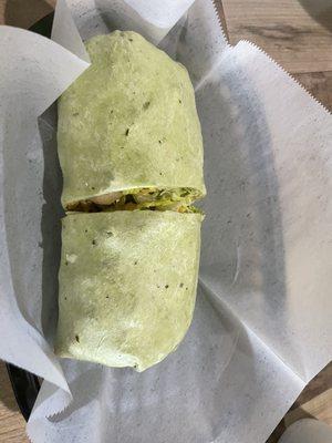 Fire Ranch Grilled Shrimp Wrap on a spinach tortilla