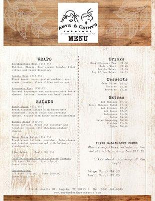 Page 2 of Our Current Menu July 2023