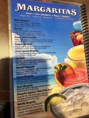 Margarita menu