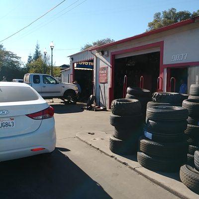 Having my car checked by a guy that works hard.