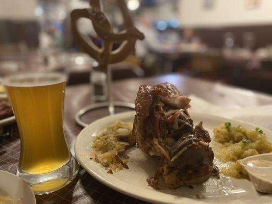 Fabulous authentic Bavarian cuisine in a rustic, "kitschy" setting. Bavarian Potato Salad / Red Cabbage / Sauerkraut / Noodles