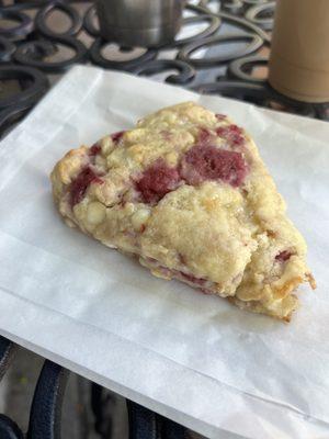 White chocolate raspberry scone (get it warmed up!)