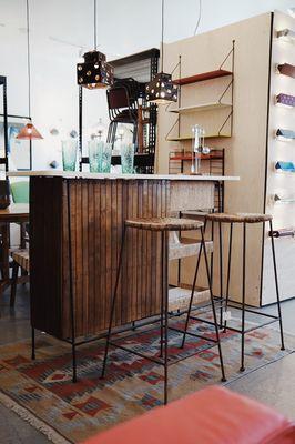 Bar by Arthur Umanoff with rush seat stools.