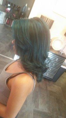 Beautiful Vivid Teal and gray dimensional color by Shannon Rumley