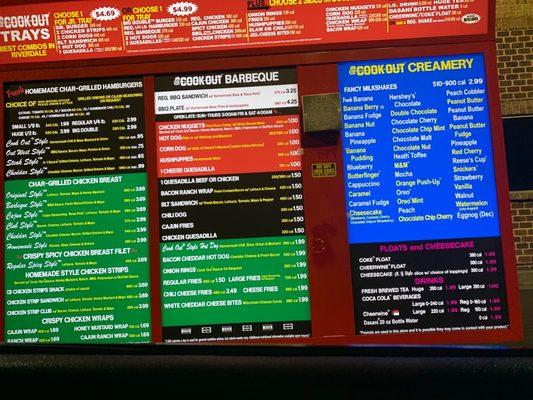 Drive thru menu