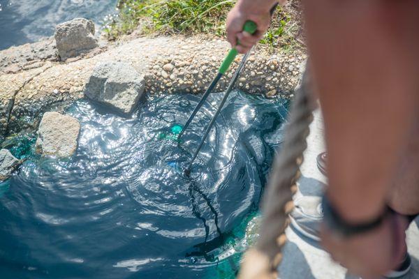 There are some areas where the ball traps are not really "secure" - and you might end up playing "fish the ball out of the pond".