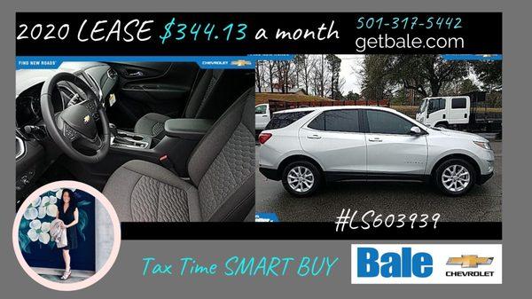 $344.13 a month Lease a 2020 Chevrolet Equinox FWD 4D Stock# LS603939  *special rules apply