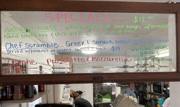 Specials and homemade soup selections change frequently.