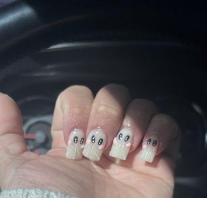 Acrylic ghost nails by Wendy